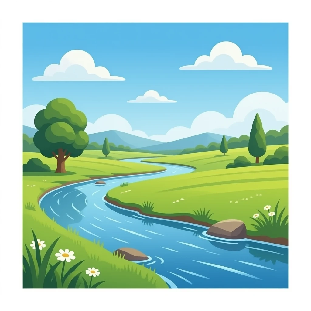 campo con un rio que la imagen sea grande emoji