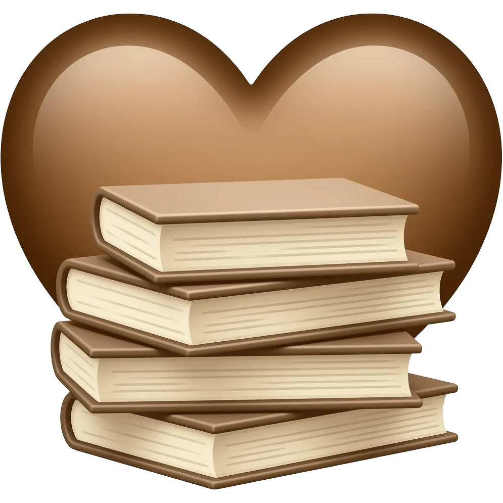 beige books and brown heart emoji
