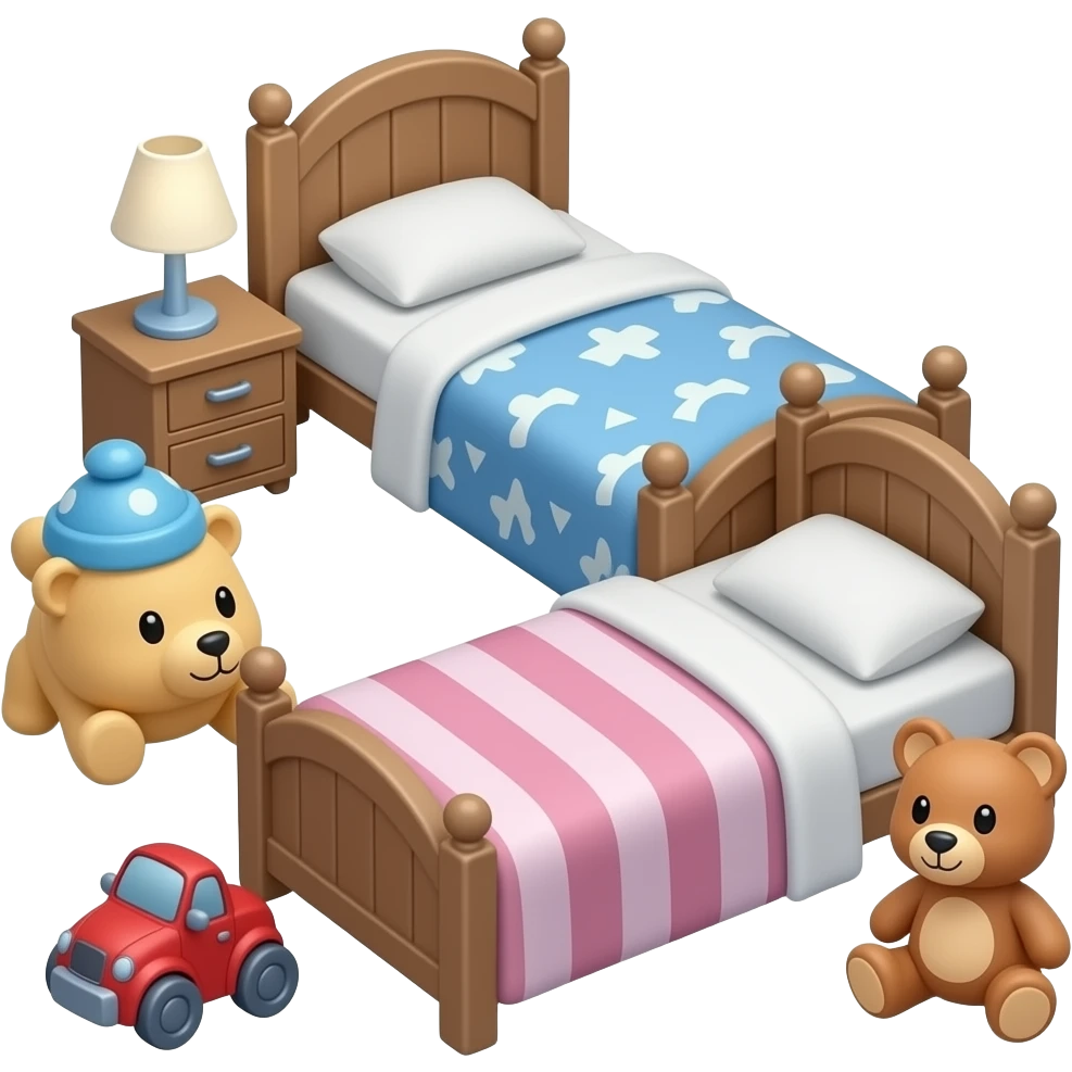 2 bed and toys white background emoji