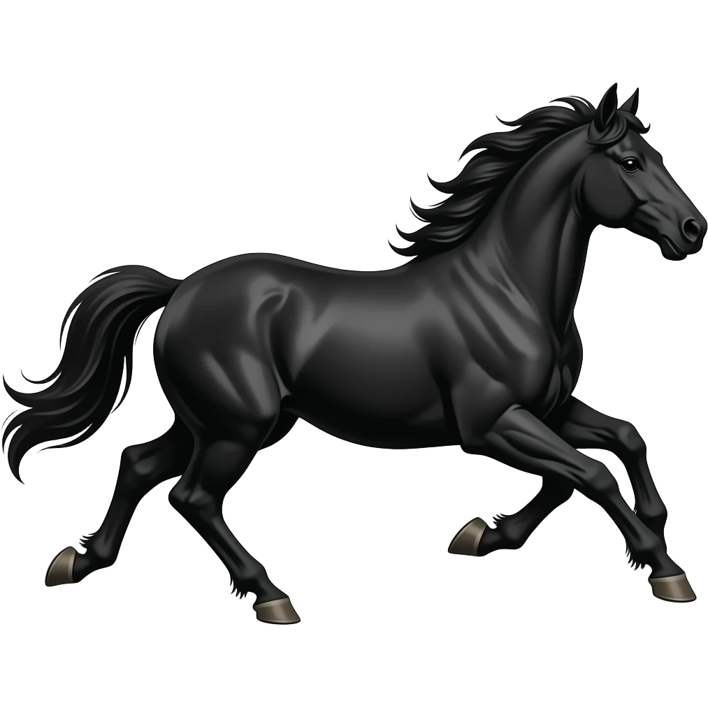 Real black horse and dangerous  run emoji