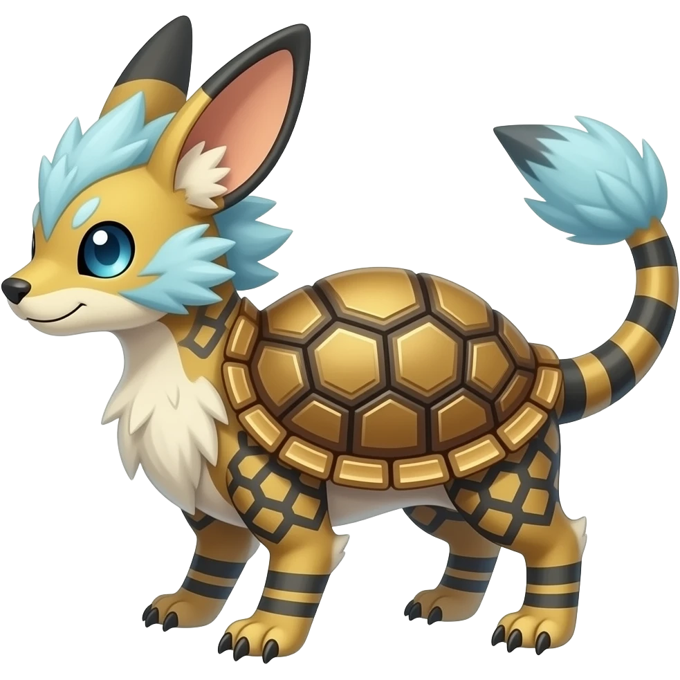 Scale-patterned ancient Short-legged quadrupedal elegant oriental feral painted Absol-Glaceon-Sylveon-animal-Fakémon-fusion-hybrid-creature emoji