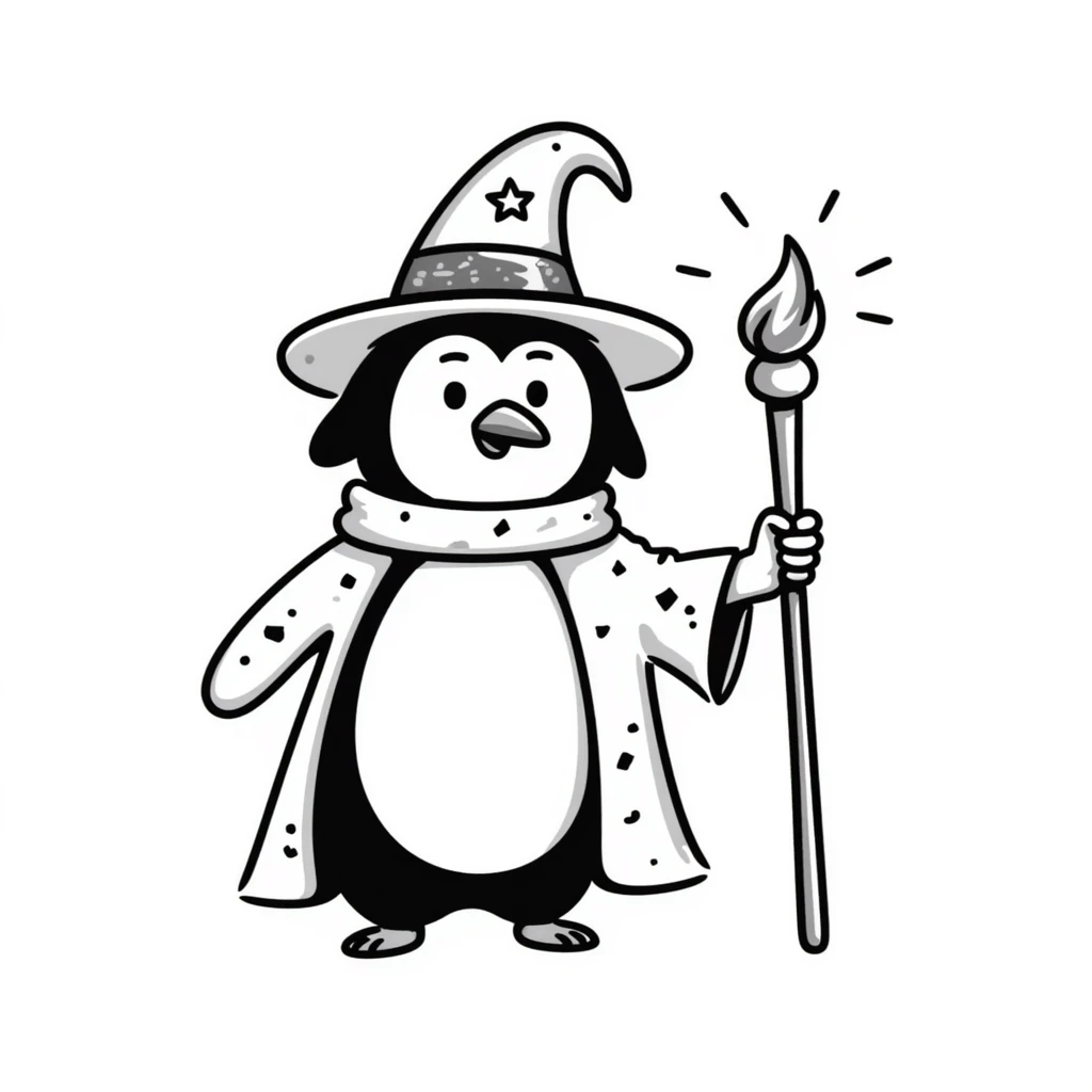 A penguin wizard emoji