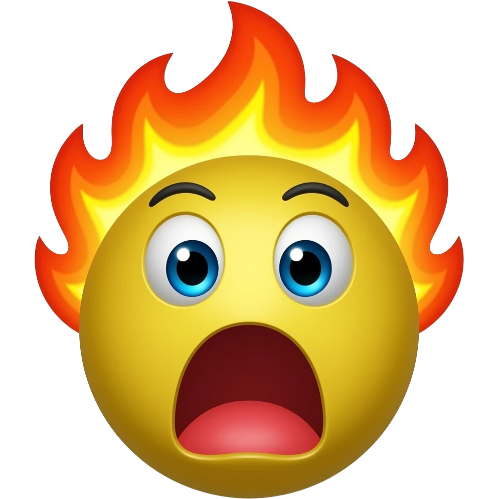 pacman style emoji  hair on fire screaming emoji