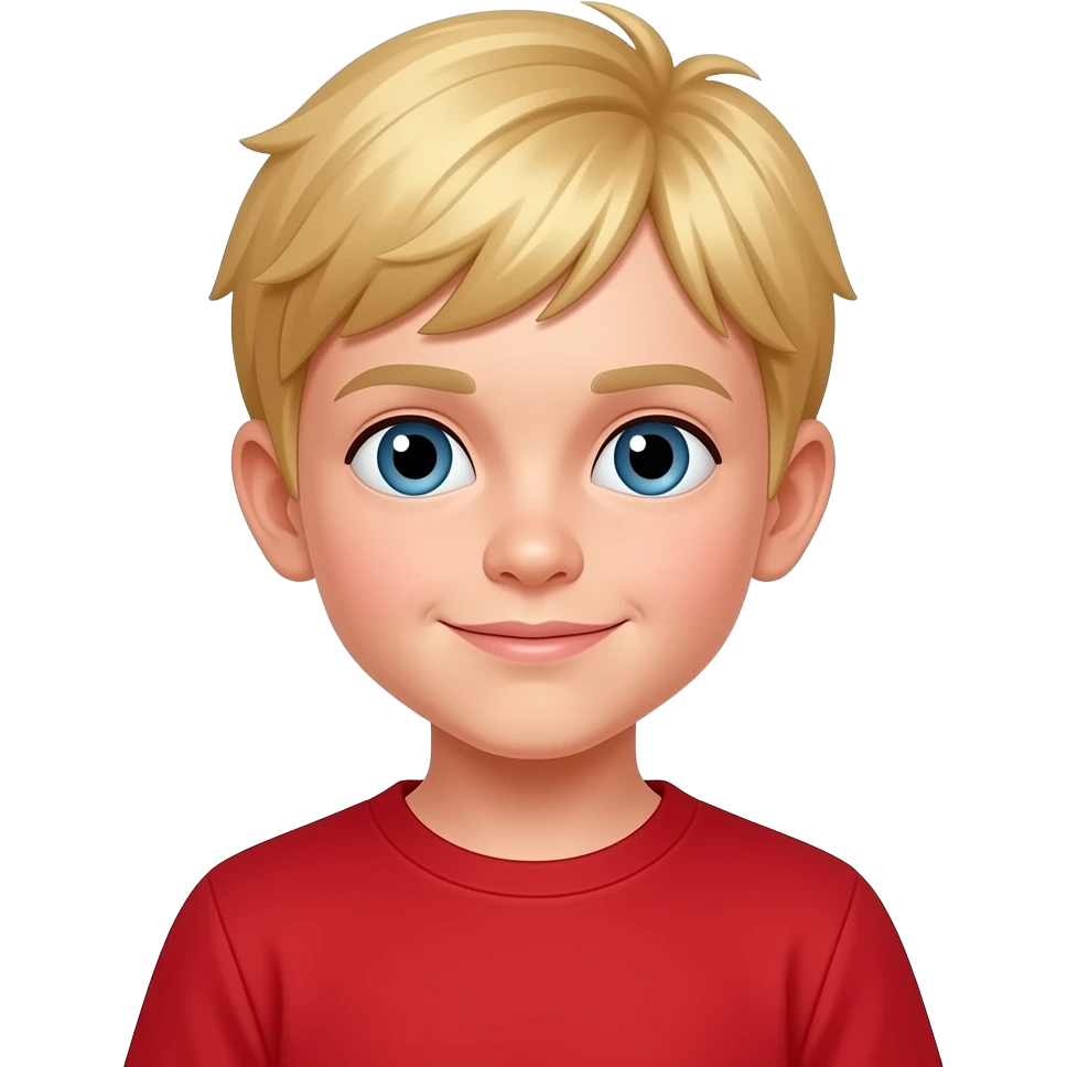 kid with blonde hair with a red shirt who is tall emoji