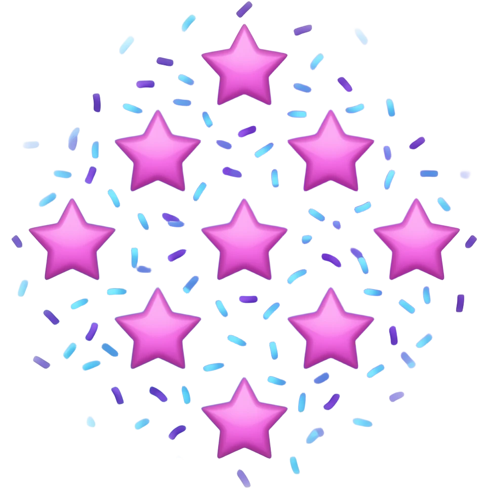 Pink stars with a purple and turquoise sprinkled background emoji
