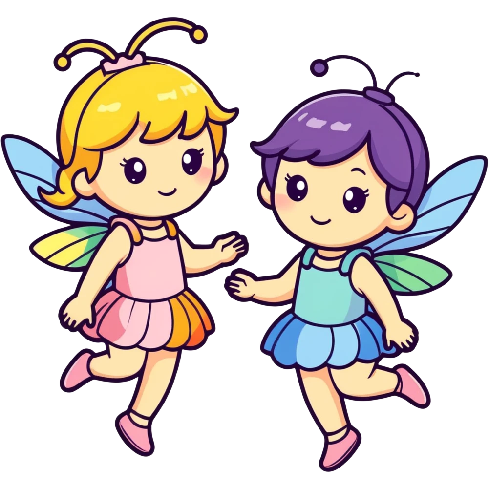Two Fairy Sisters with Rainbow Wings emoji