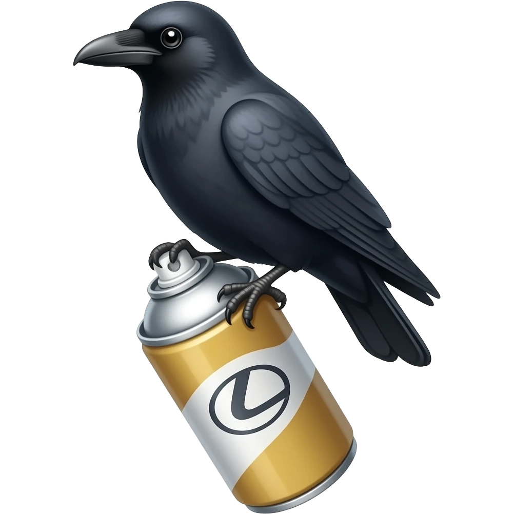 Lexus LS430 with a crow on a spray can emoji
