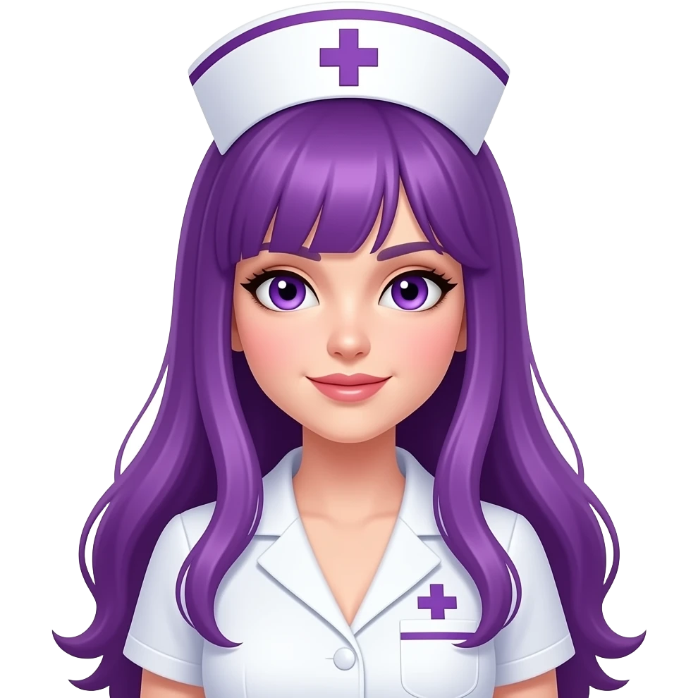 sexy nurse with long purple hair and purple eyes emoji