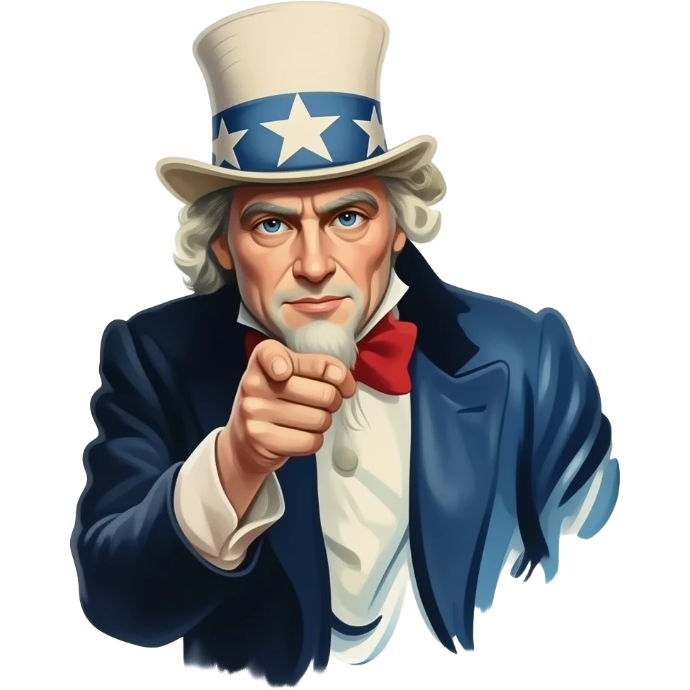 Uncle Sam with a boombox emoji