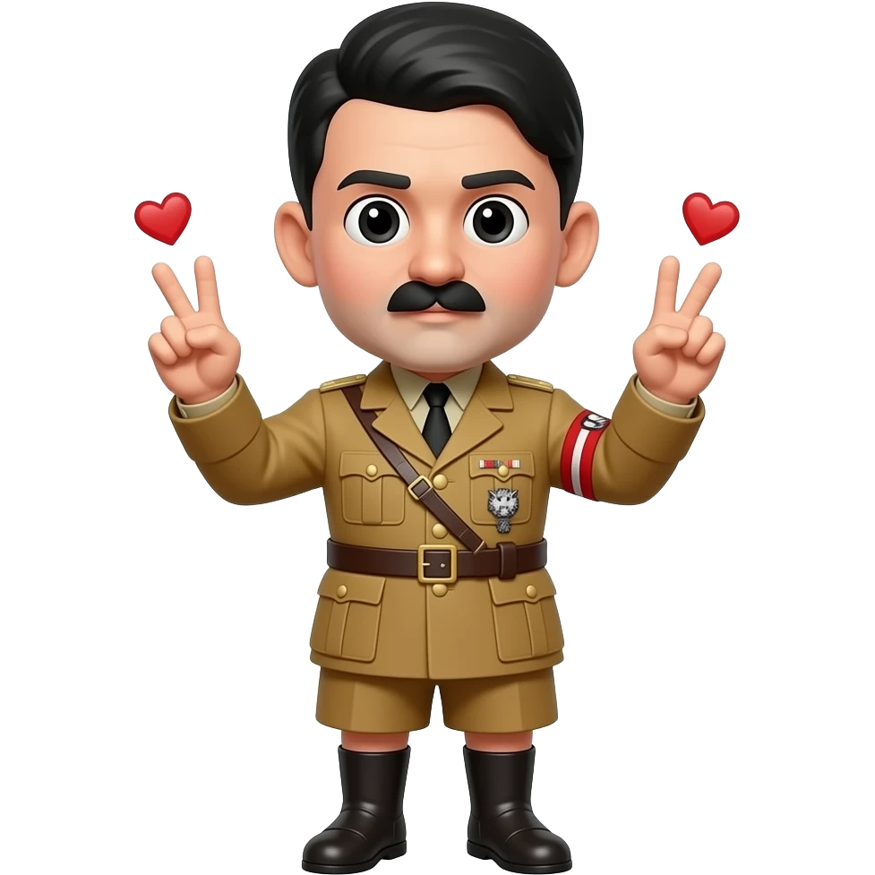 Hitler doing love sign with hands emoji