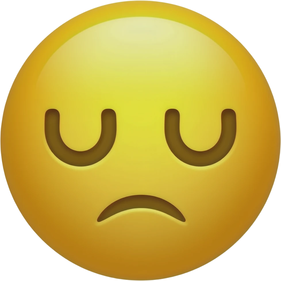 It is a yellow, round face with tightly closed eyes shaped like two small "u"s or downward-curving arcs. The most striking feature is the mouth: it is not simply a line, but shaped like a curved wavy line or a "w", giving it the appearance of a cute cat or a shy pout. emoji