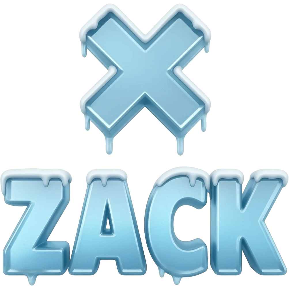 The name ZACK is spelled out as ice with a cross mark above it. emoji