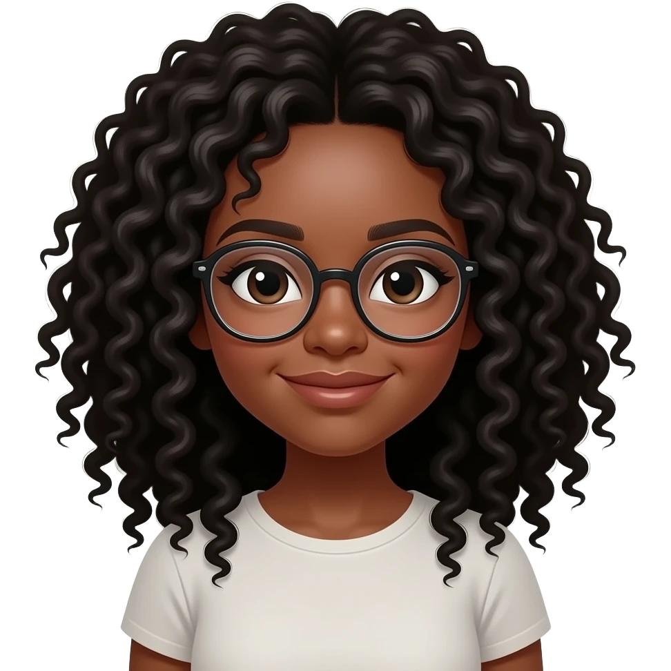 curly black hair brown skin girl glasses pretty emoji