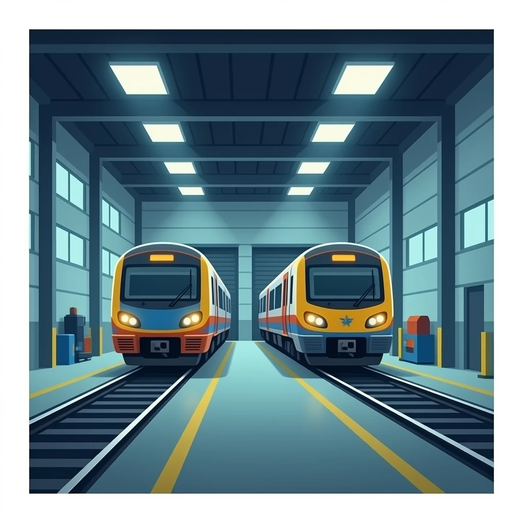 inside a train maintenance depot emoji
