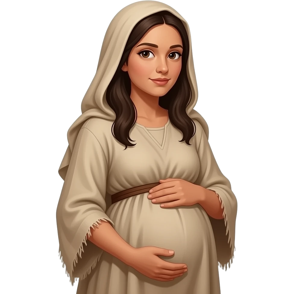 A poor Jewish women pregnant wearing clothing from biblical times emoji