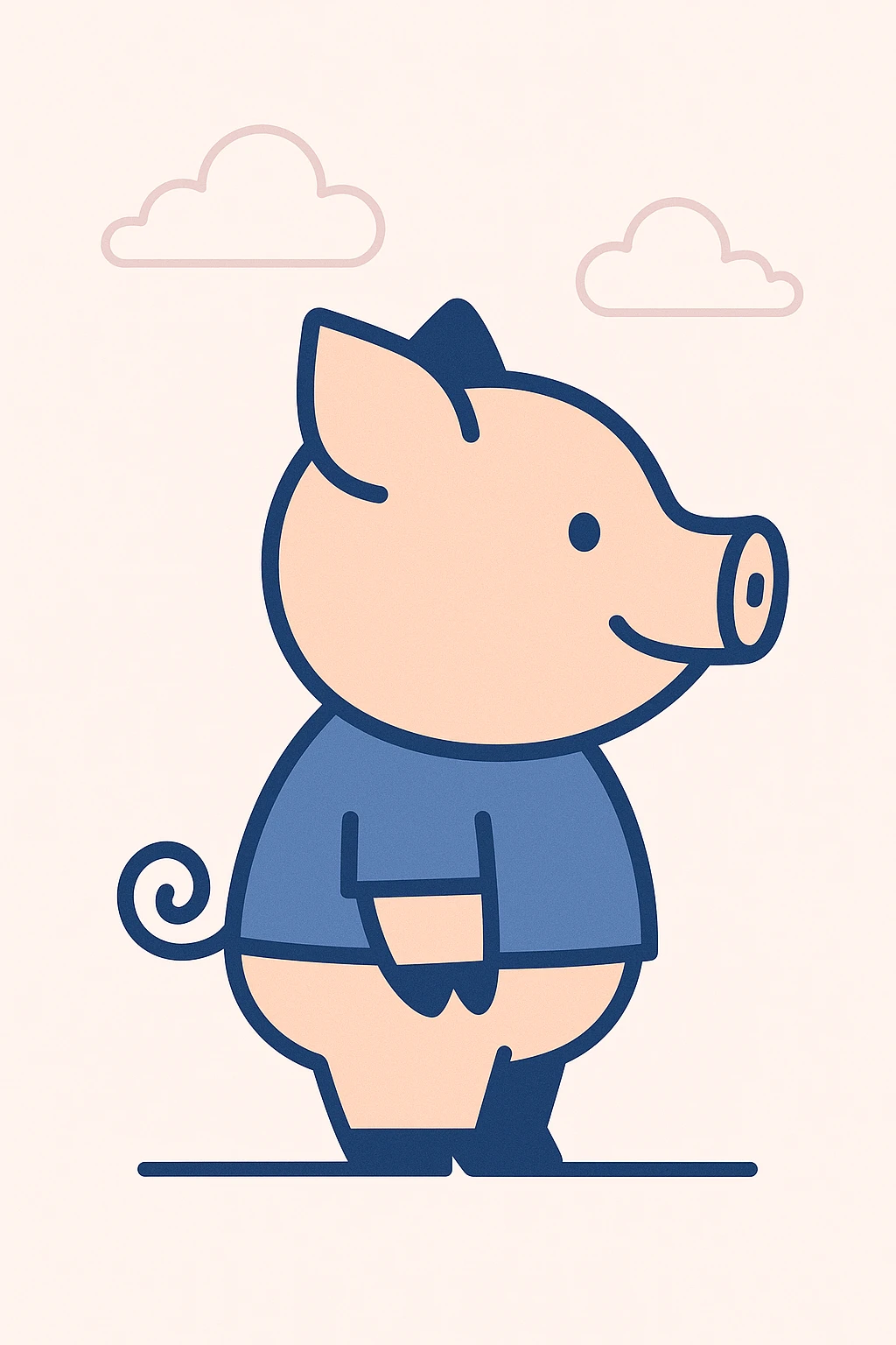 side view of a pig, cartoon style, academic color palette, minimal background, focus on pig emoji
