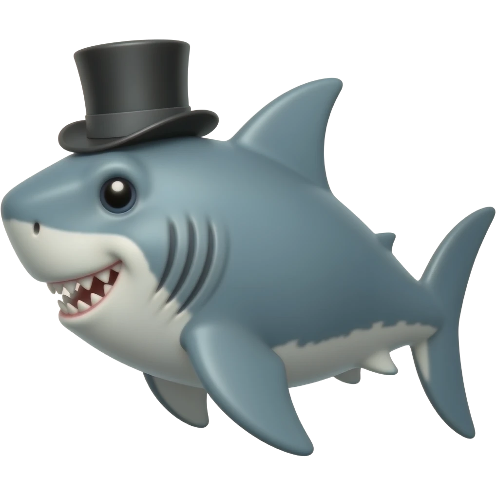 Shark with a top hat emoji
