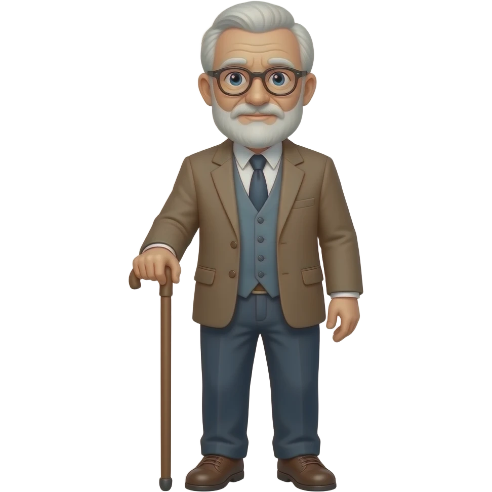 black old man with walking stick full figure emoji