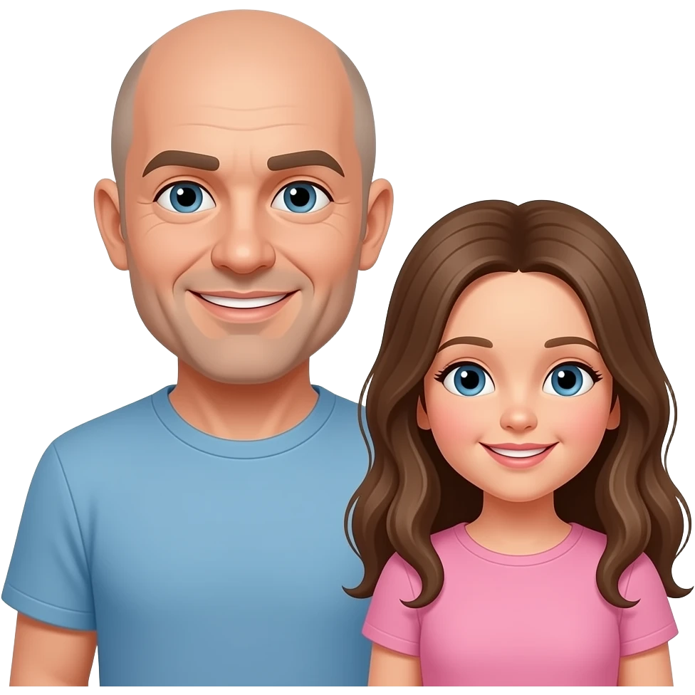 Uomo calvo  con figlia capelli lunghi emoji