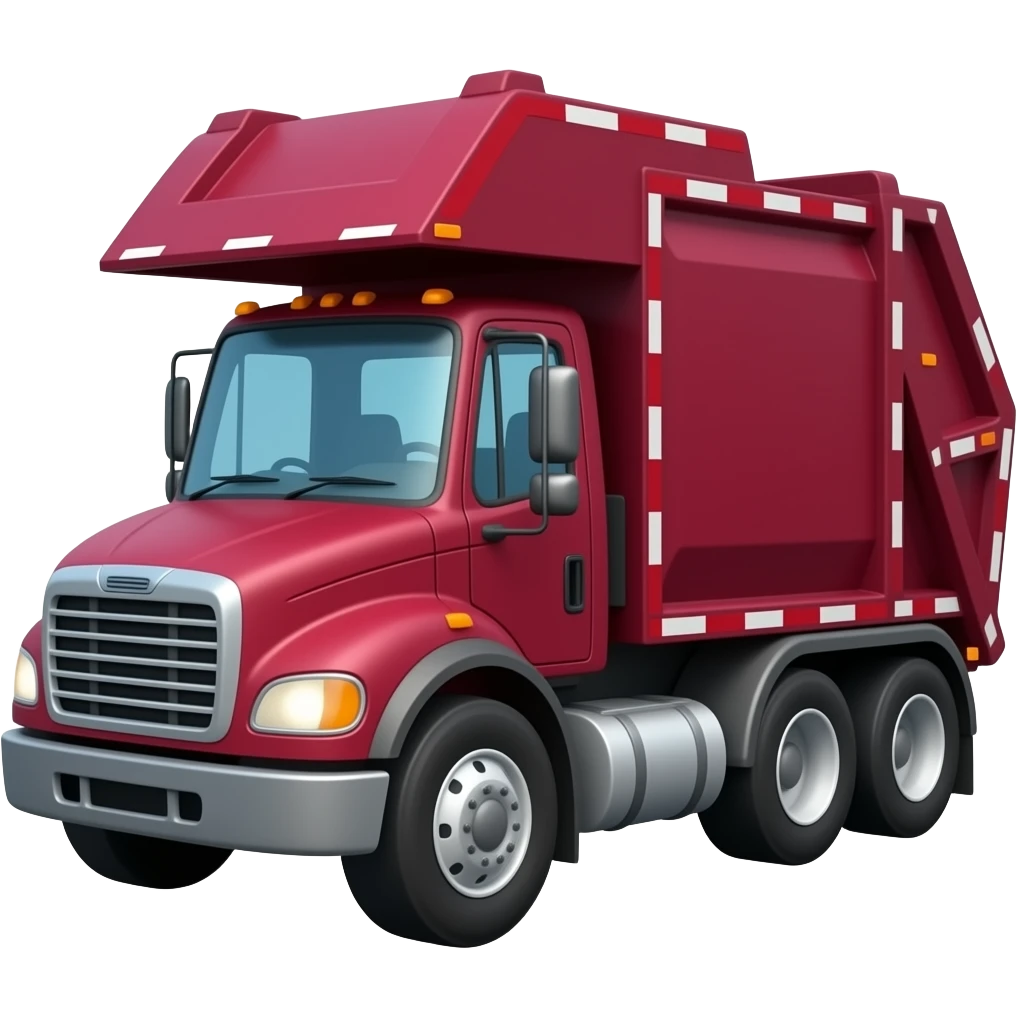 Maroon trash truck emoji