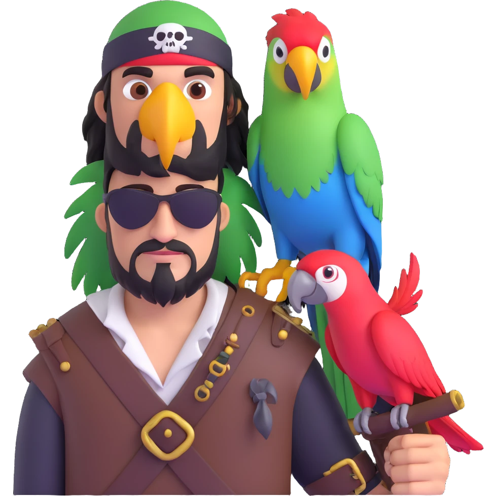 pirate with eye patch and parrot emoji