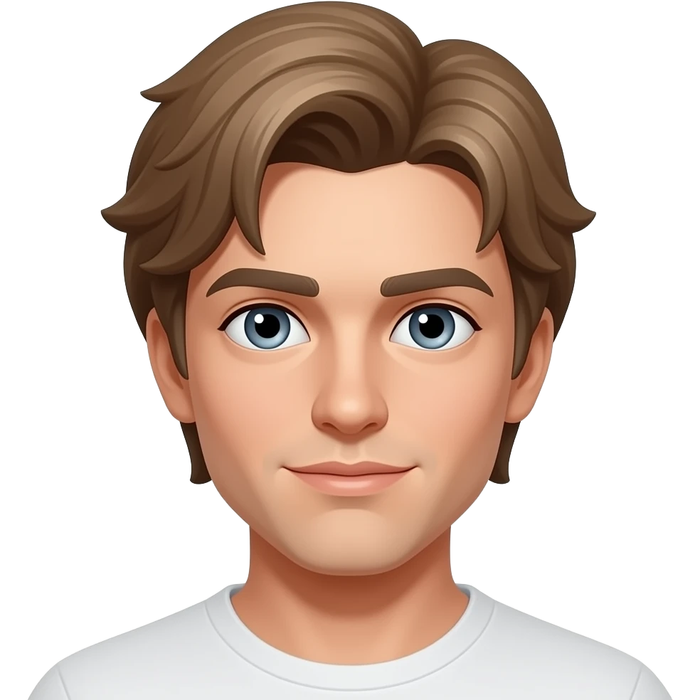 Mavi gri arası gözlü açık kumral açık tenli erkek saçları ortalama emoji