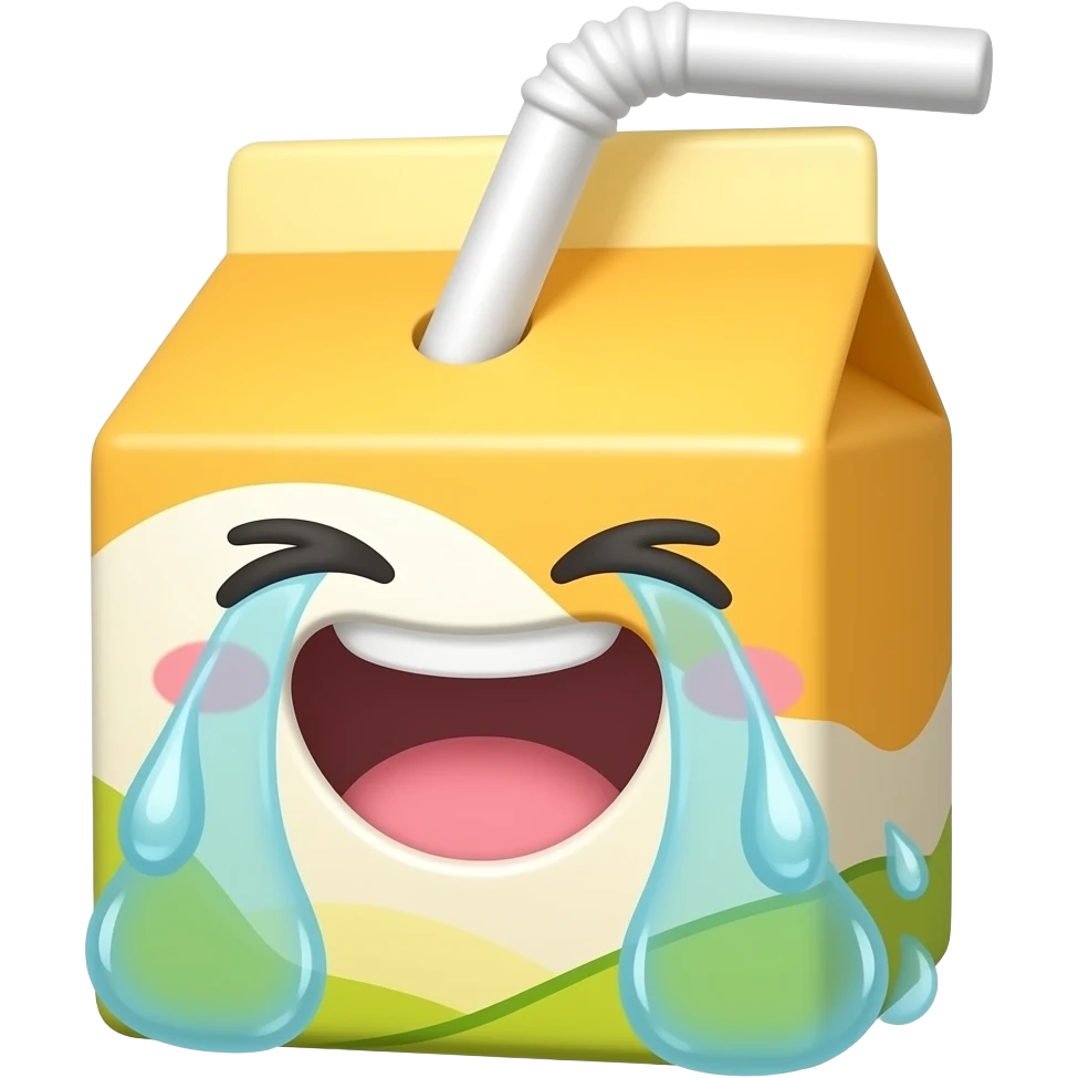 Kawaii juice box laughing with tears emoji