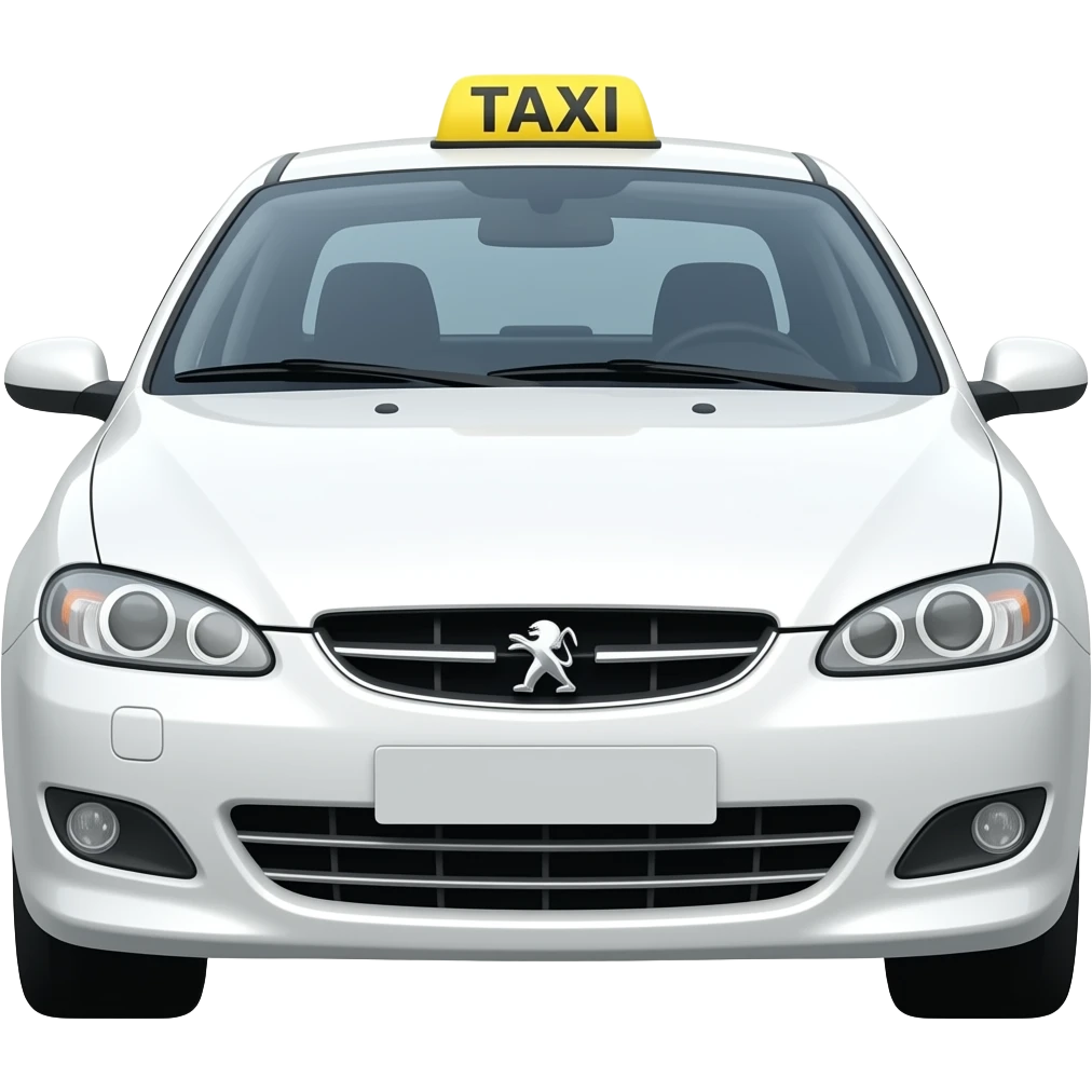 Génère moi la Peugeot 406 de taxi 1 en blanche vue de face stp emoji