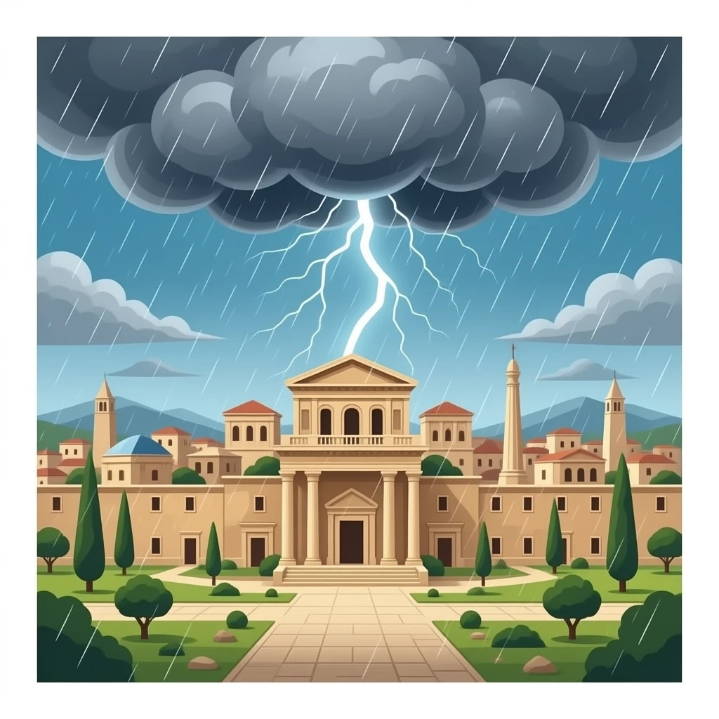 Hailstorm destroying a city from biblical times emoji