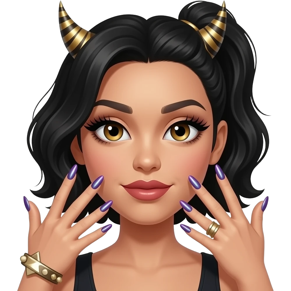 Baddiee emogii with lashes and baddie nails emoji