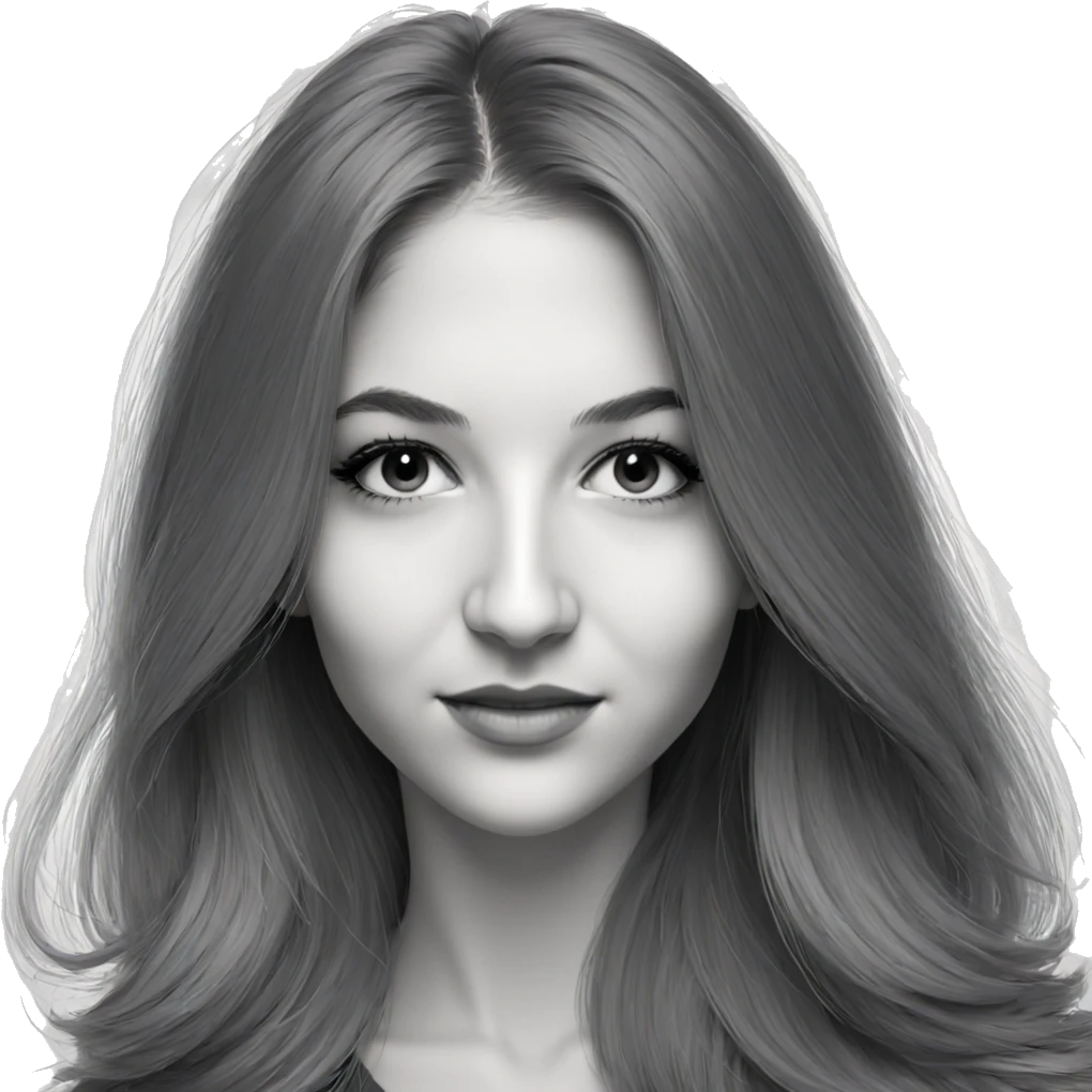 monochrome portrait of smiling girl emoji