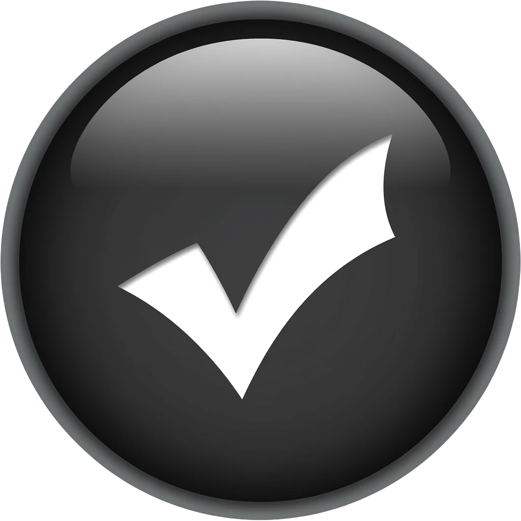 A full black no shade circle  with a white  check mark in the middle emoji
