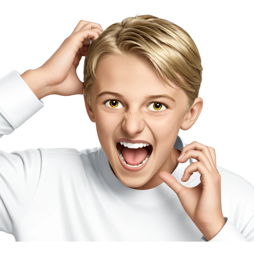 blonde boy with open mouth emoji