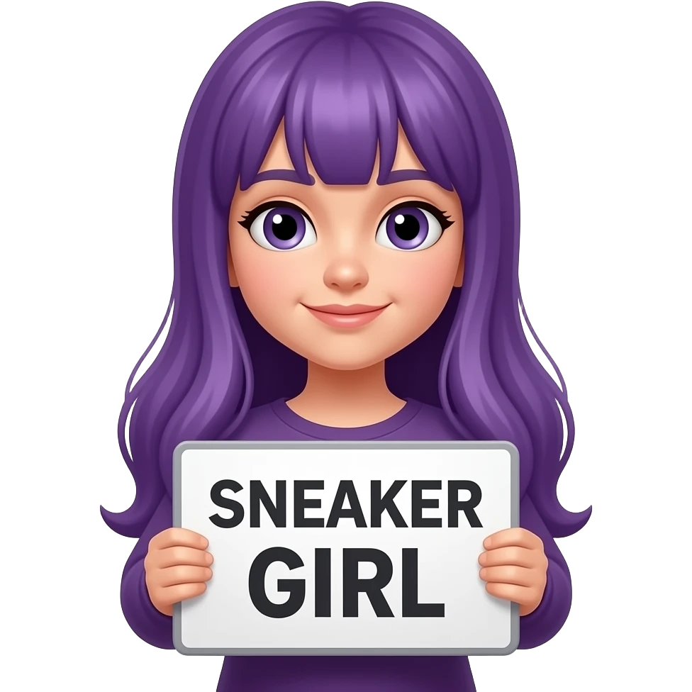 girl with long purple hair with a SNEAKER GIRL sign emoji