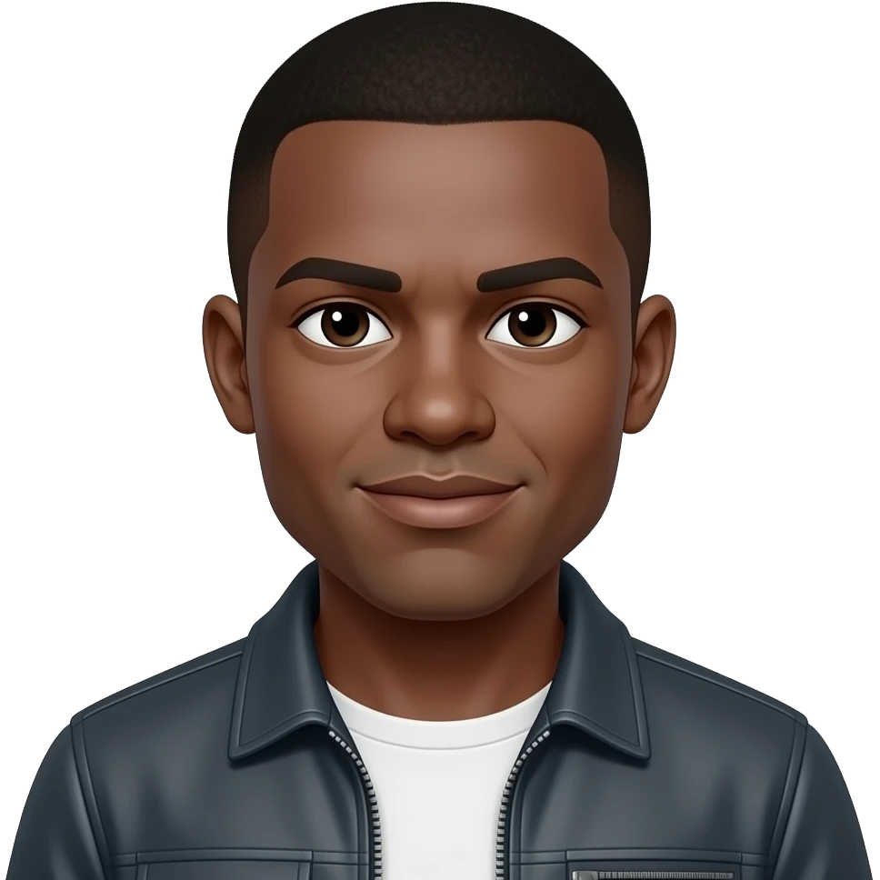 African American man with buzz cut and in jacket emoji