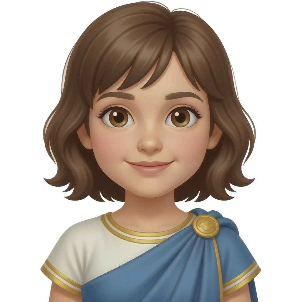 girl kid with brown hair and in roman outfit emoji