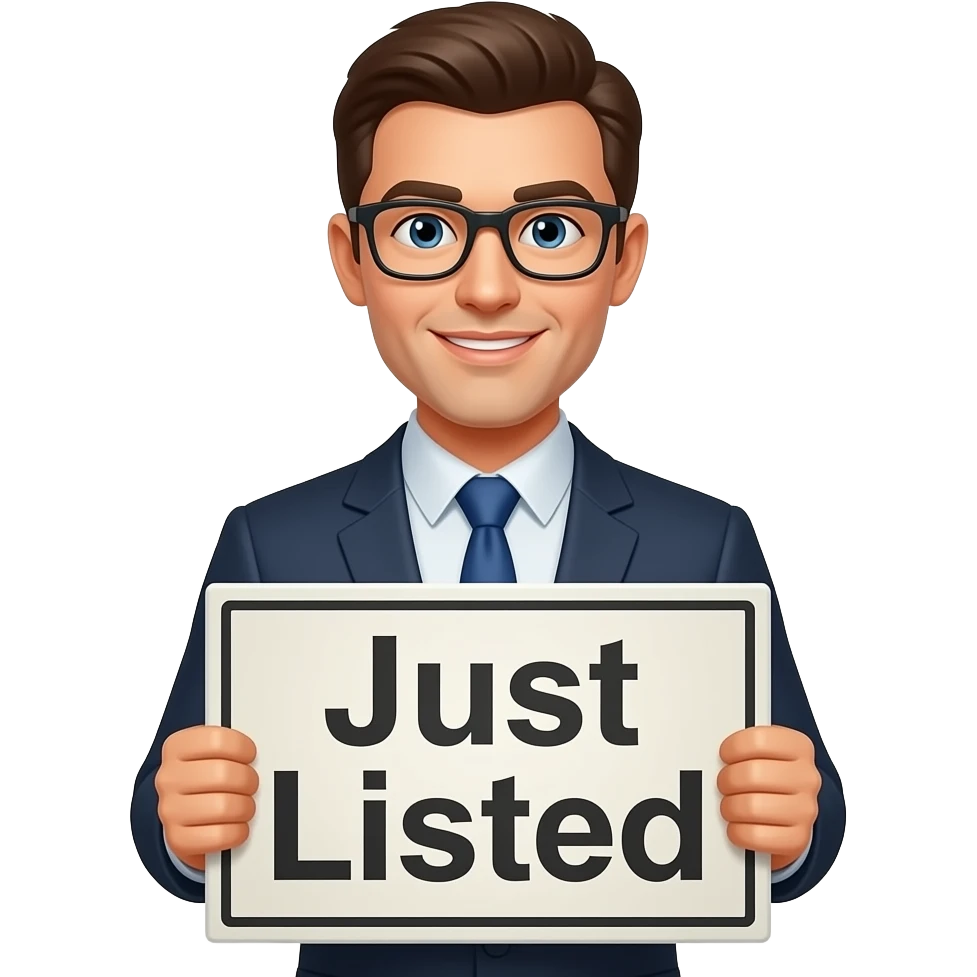 Real estate agent with a just listed sign emoji