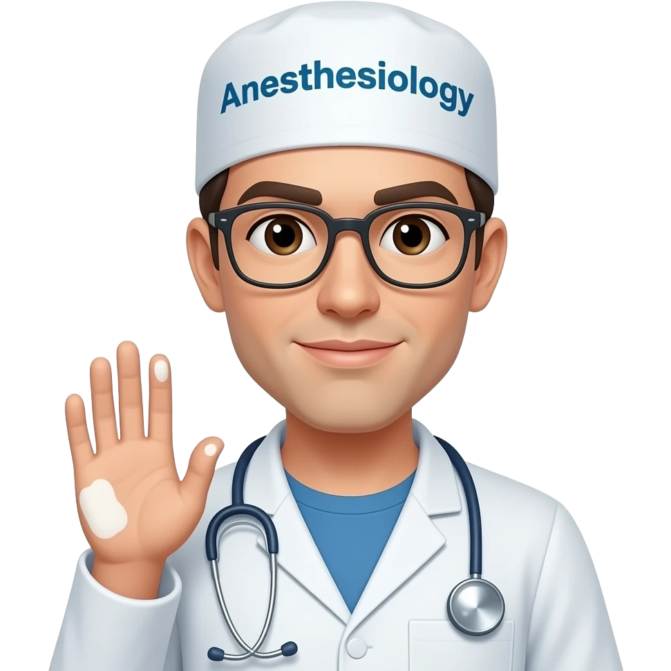 Anesthesiology Doctor with Scrub hand and specialty written on hat emoji