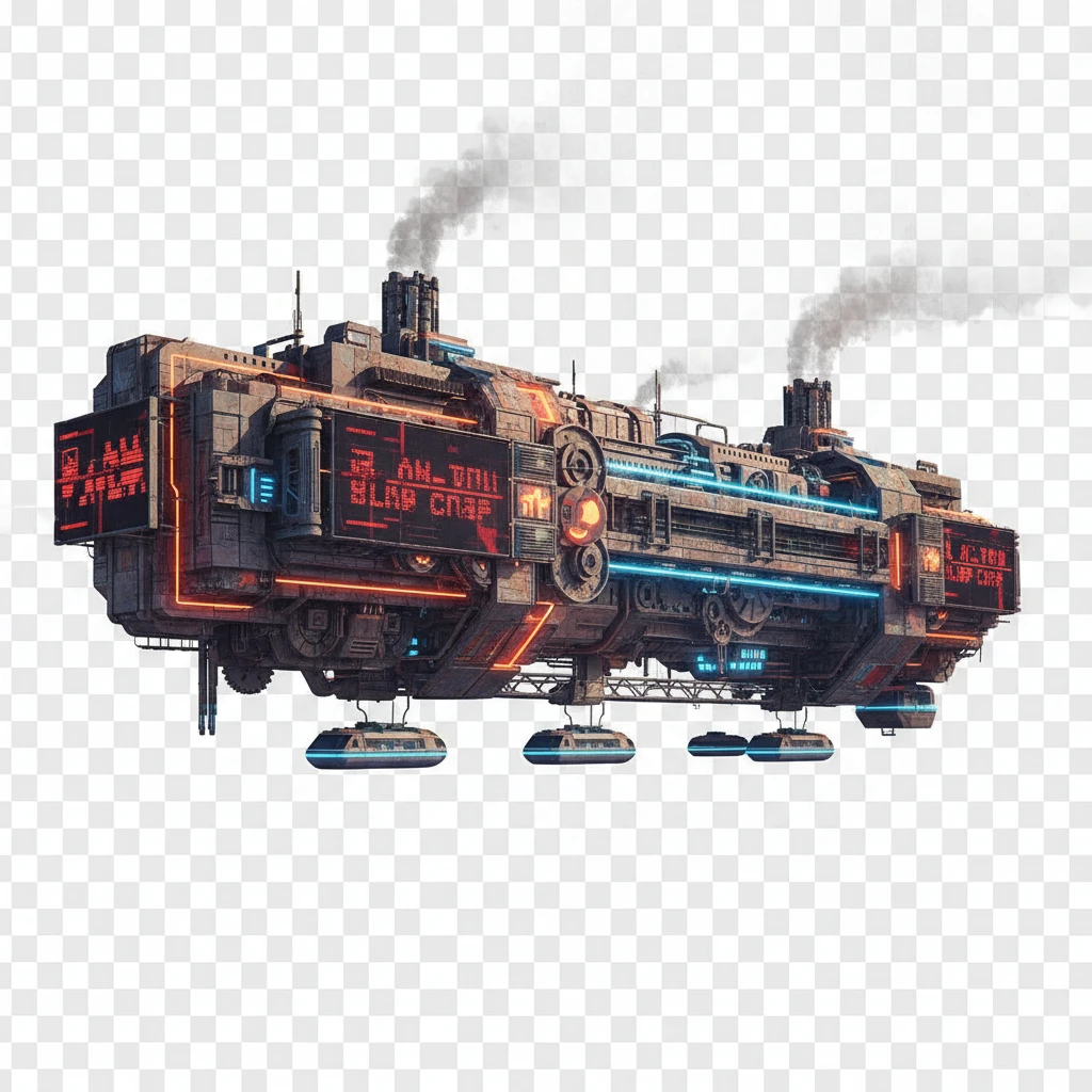 Горизонтальный небоскреб Эля Лисицкого в стиле ретрокиберпанк, конструктивизм. 

Прозрачный фон emoji