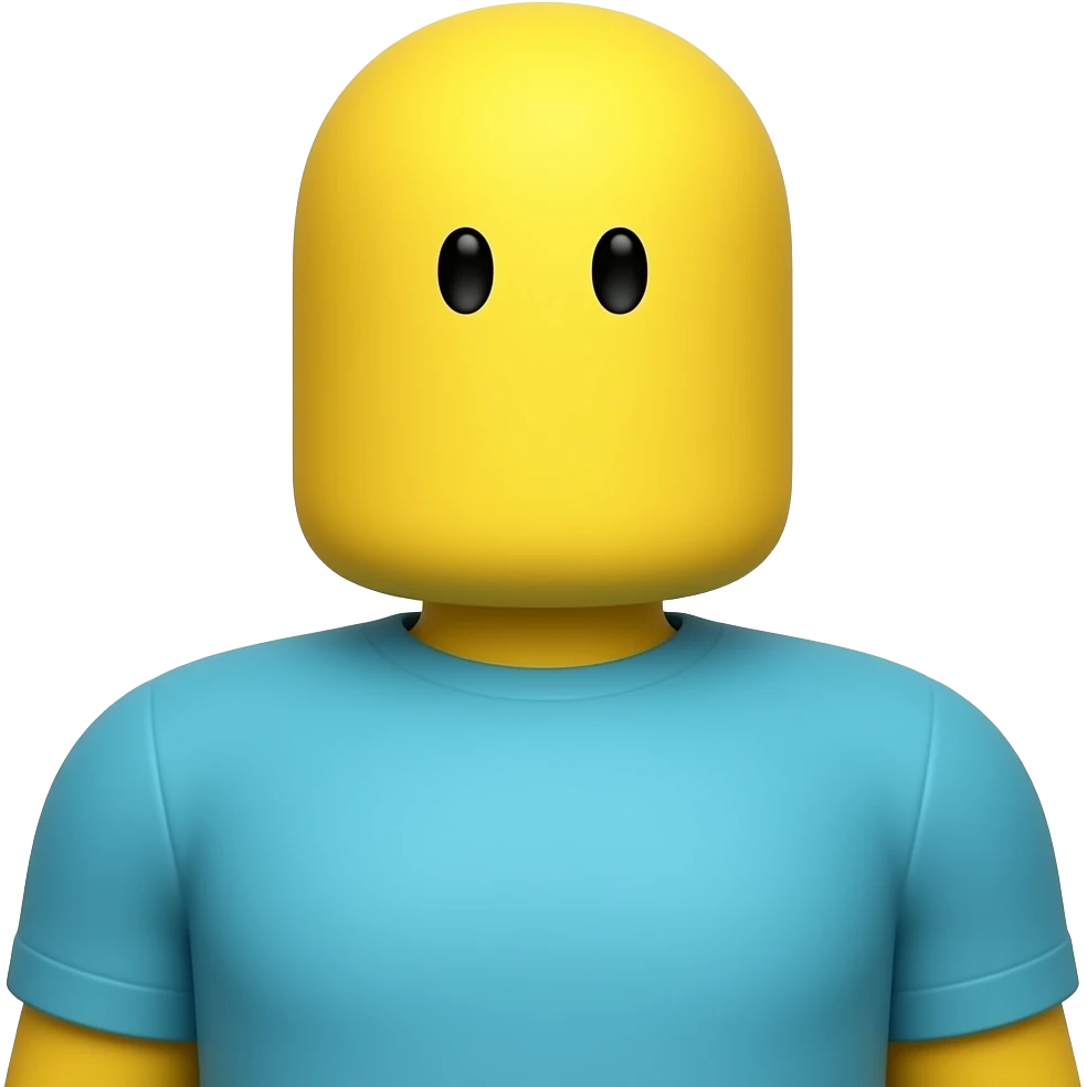 Make a Roblox character remove the  I  I said remove the shirthair and remove the shirt  Remove the eyes in the teeth Remove the eyes and make his head yellow,the teeth make the body blue emoji