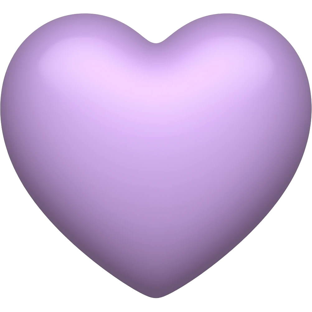 Un emoji de forma de corazón de color lila que sea clarito, un color lila parecido al lavanda emoji