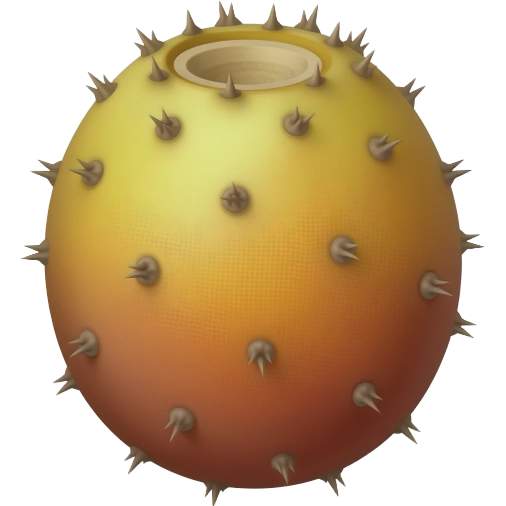 Make a stylised vector graphic illustration art yellow orange red slightly oval prickly pear fruit smooth skin and each spot with multiple tiny needles emoji