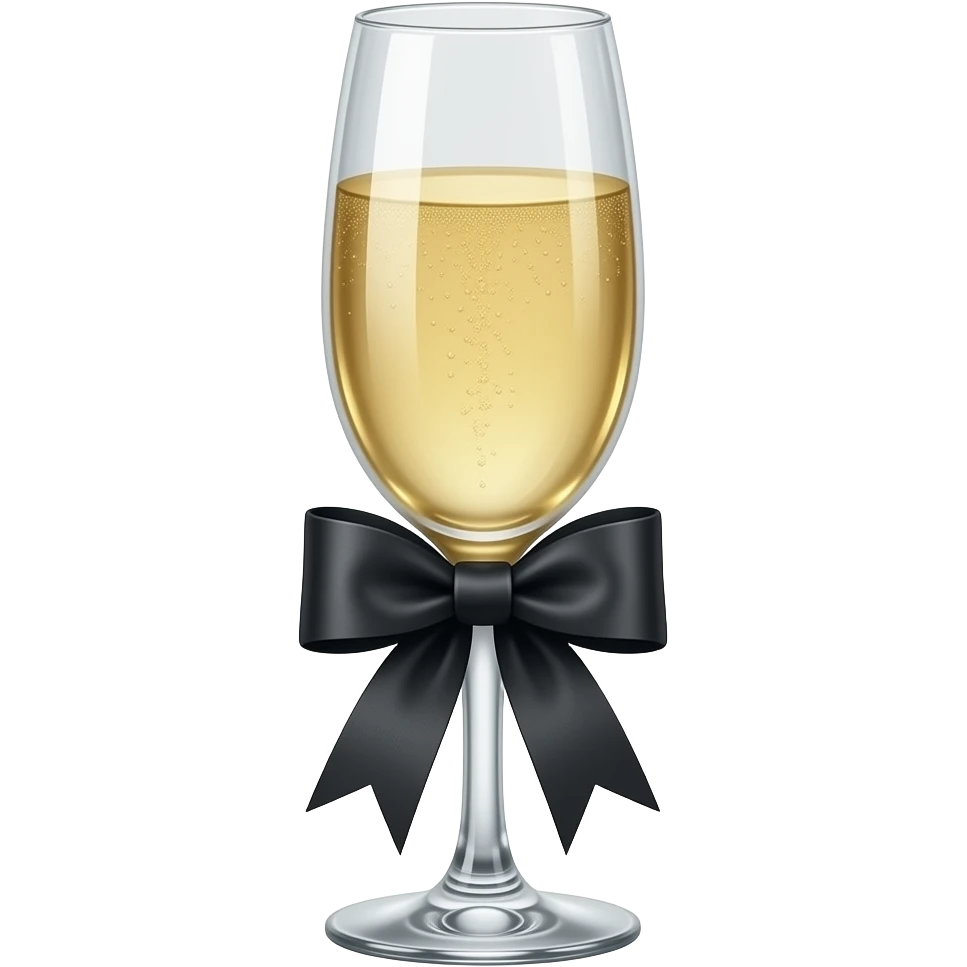 Aesthetic real looking champagne glass with dark black ribbon emoji
