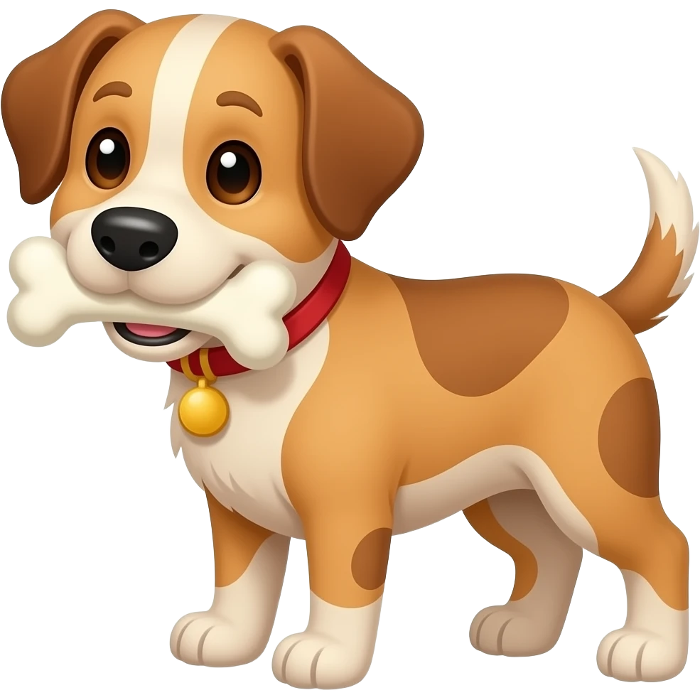 2d cartoon dog chews a bone emoji