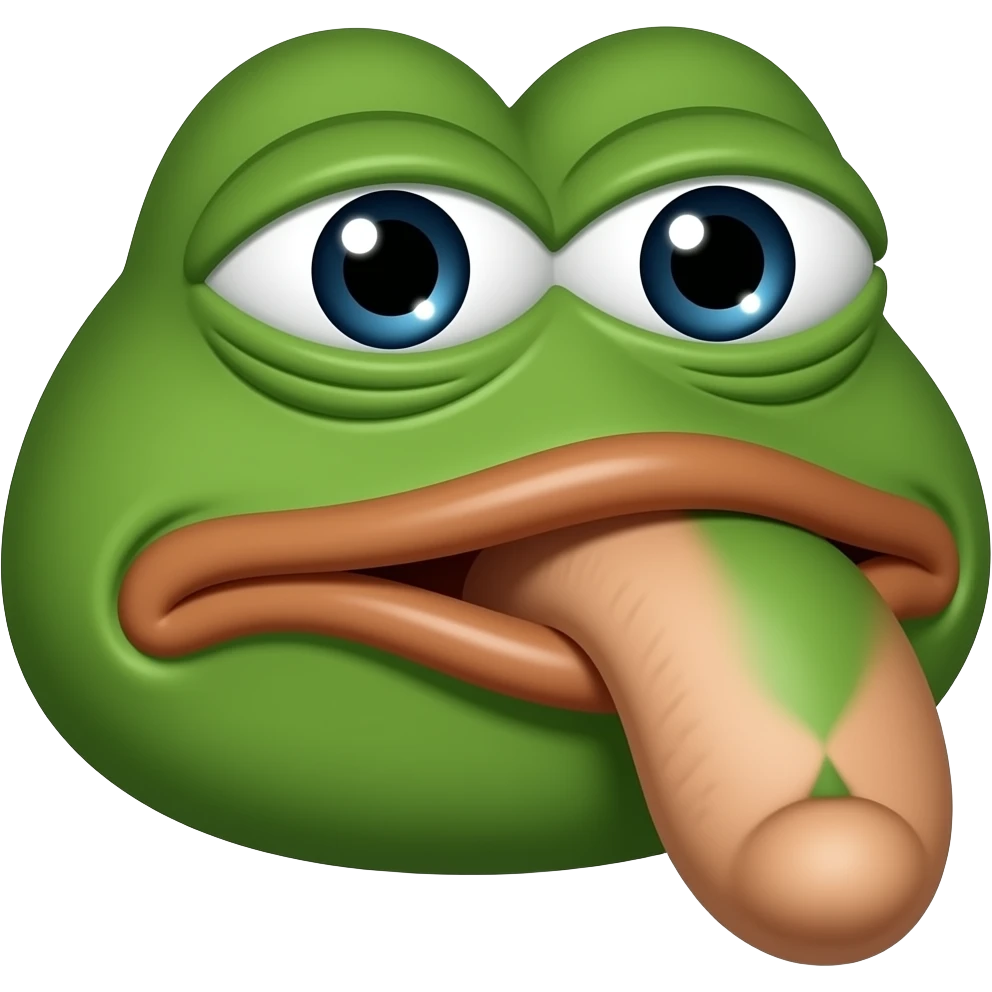 pepe the frog meme face replaced with a penis and balls green penis green tip realistic penis dick pepe meme emoji