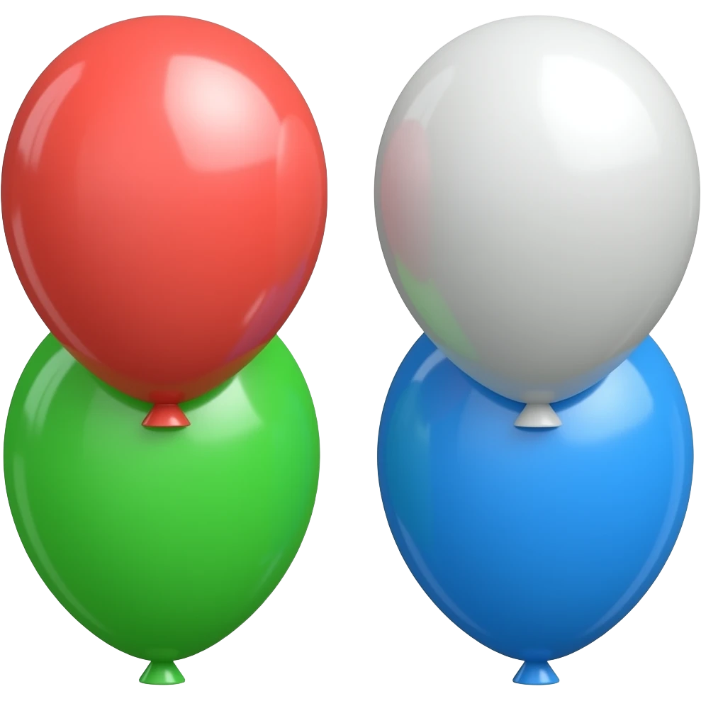 1 red balloon, 1 green balloon and 1 blue balloon only 3 balloons emoji