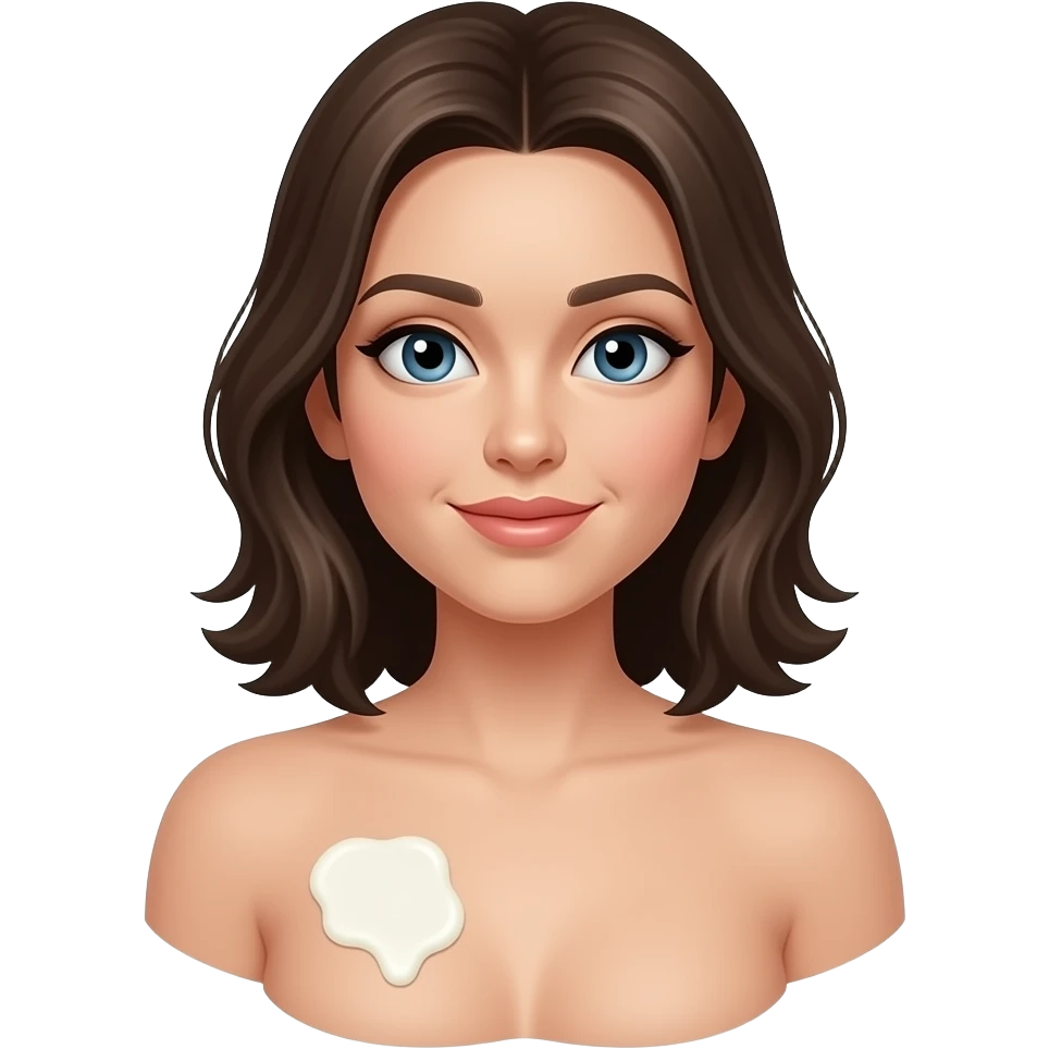 Yogurt spread on female chest emoji