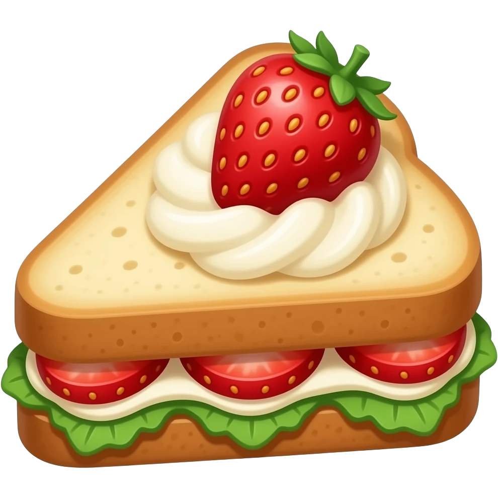 triangle cut strawberry and cream sandwich emoji