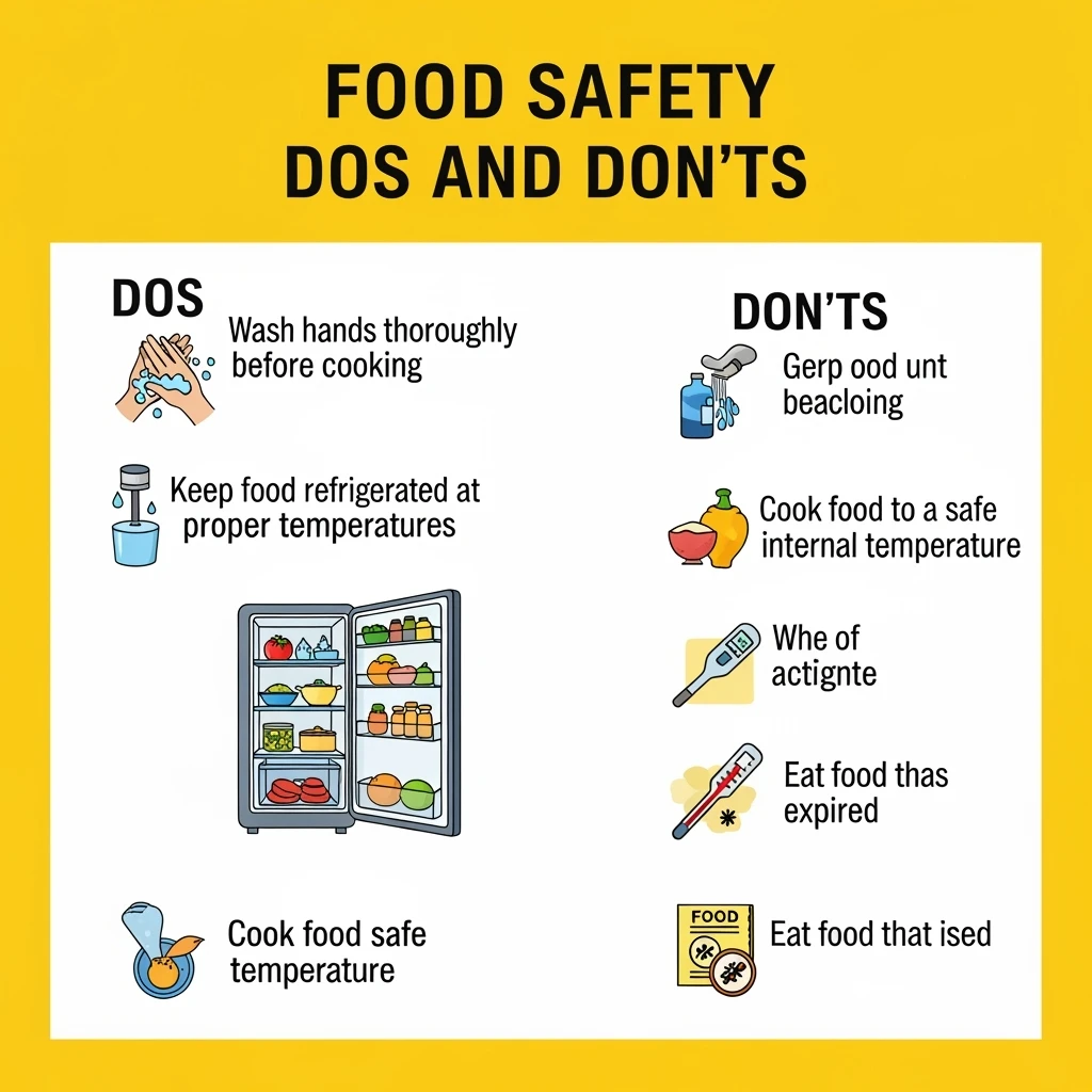 make a detail poster with title of "food safety dos and dont" emoji