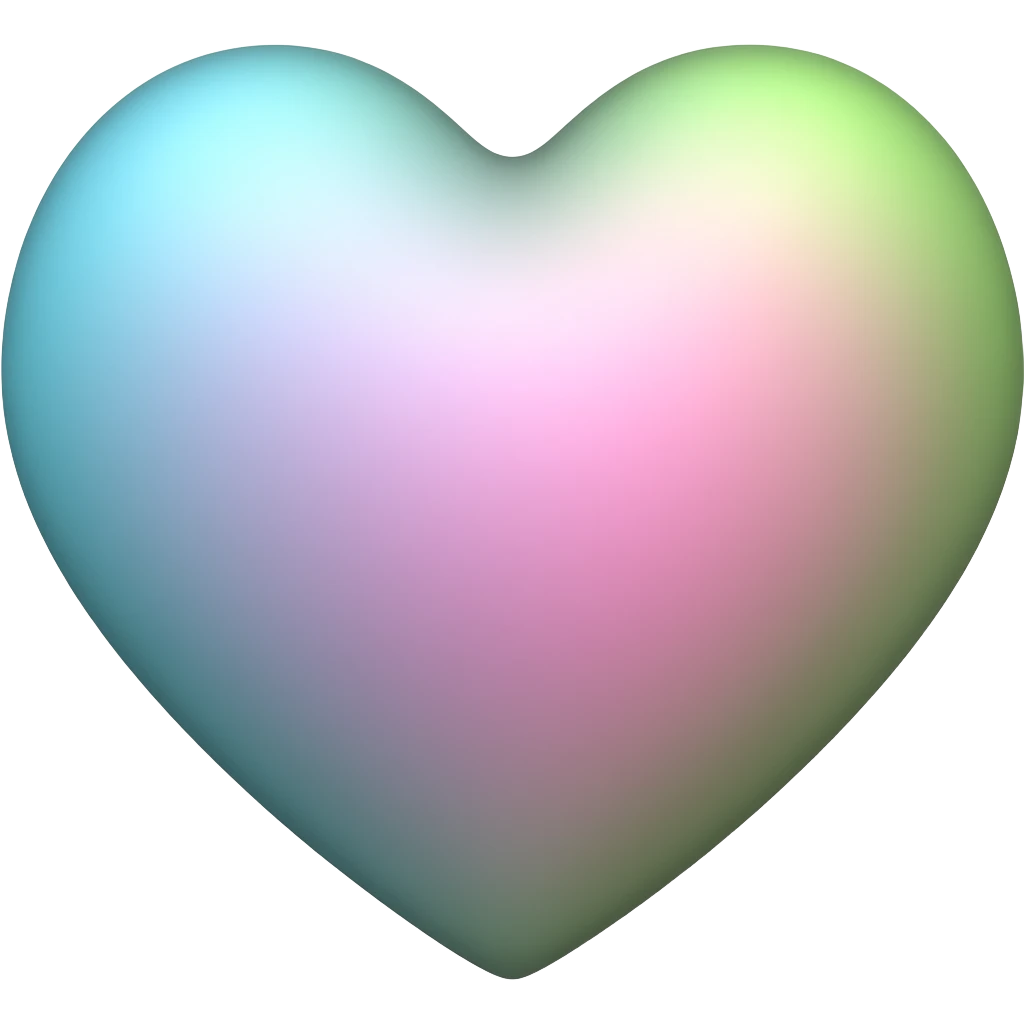 blue pink green heart emoji